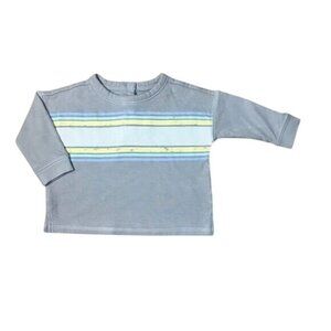 Gymboree Baby Long Sleeve Shirt – Size 0-3M, Gray with Striped Print, 100% Cotto